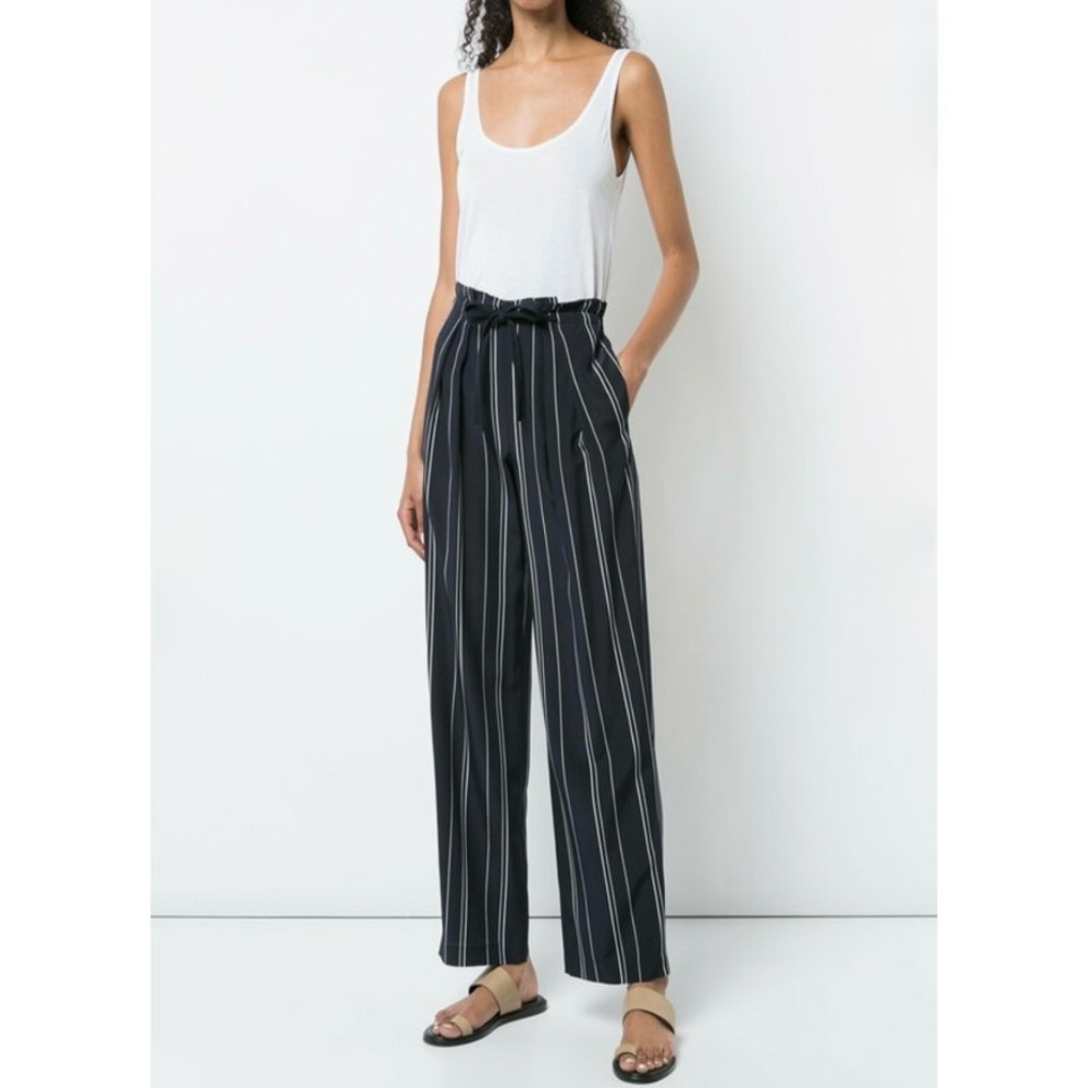 Vince Coastal Blue Striped Wide-Leg Silk Pants - Sz M